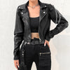 cropped faux leather jacket women slim fit black