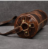 Small Barrel Duffel Bag in Brown Genuine Leather for Men