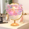 Feather Table Lamp for Bedroom with Wooden Base