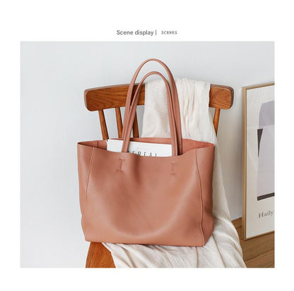 Women Genuine Leather Large Office Tote Bag With Zipper