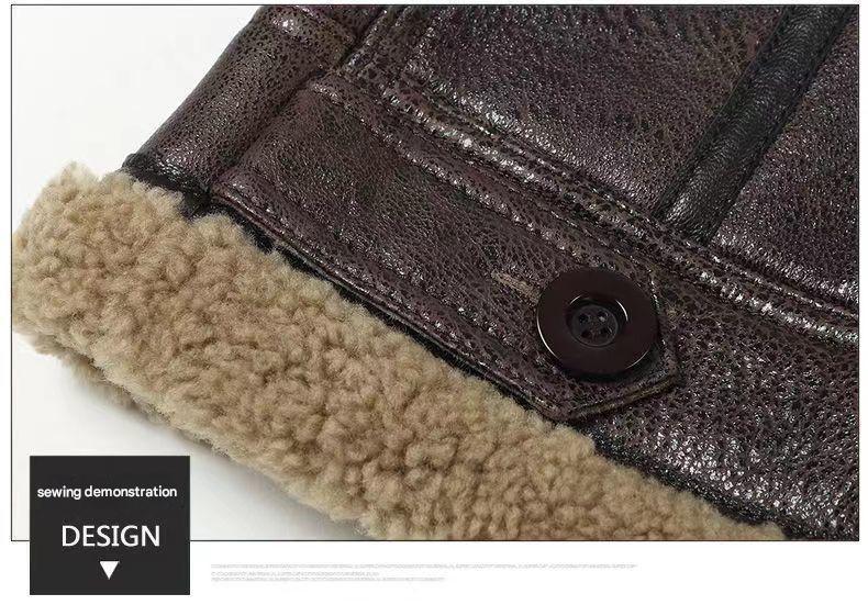 real shearling trench coat men's aviator