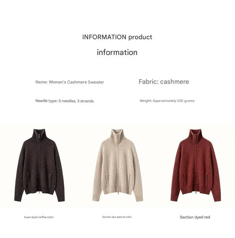 Warm Zip Wool Cashmere Cardigan Jacket Top