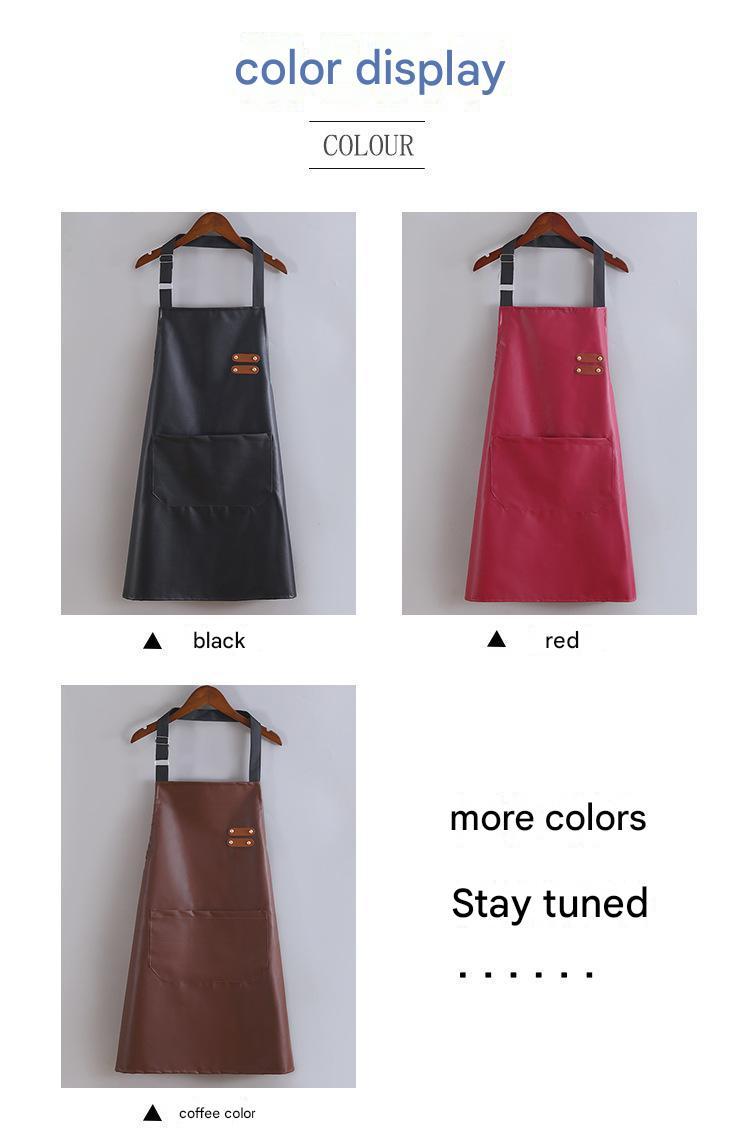 faux leather apron waterproof kitchen work wear