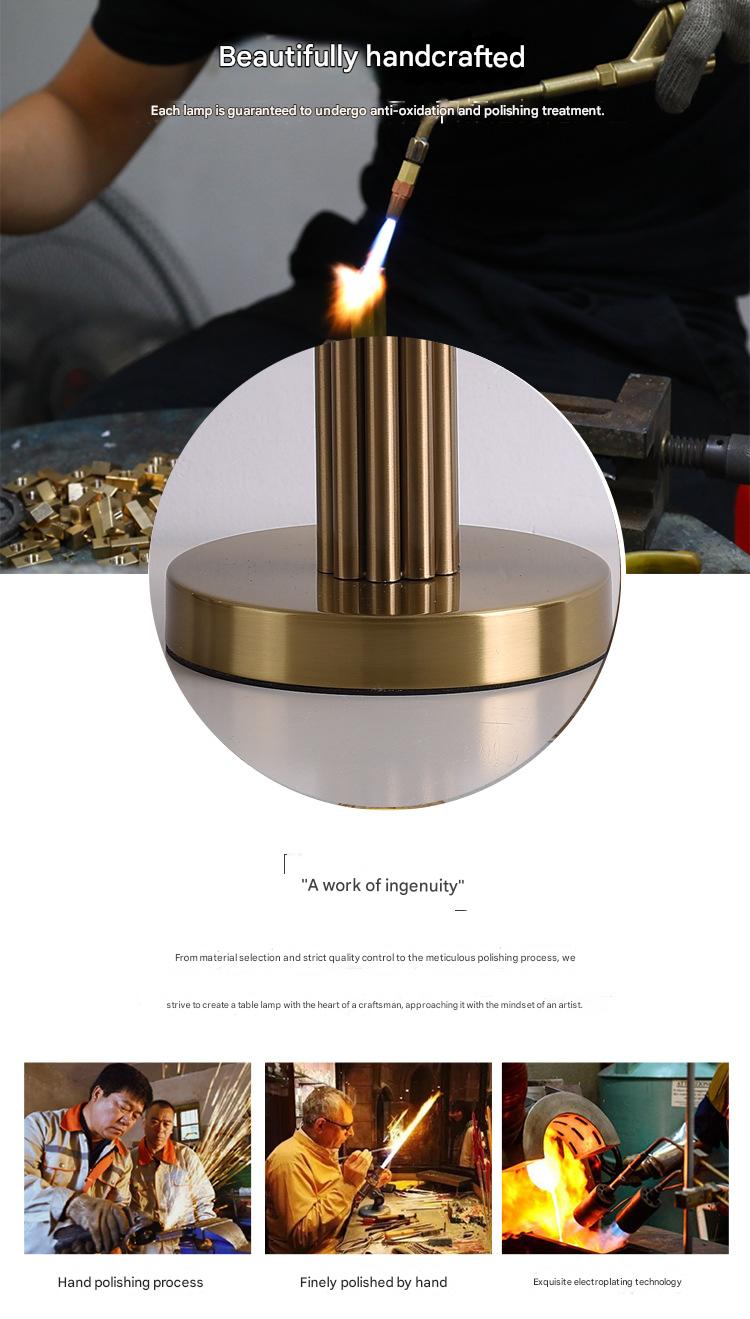 Modern scandinavian brass fabric table lamp