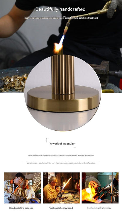 Modern scandinavian brass fabric table lamp