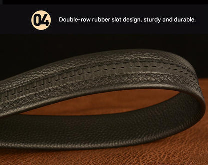 Men’s Full-Grain Leather Belt with Gold Tiger Buckle