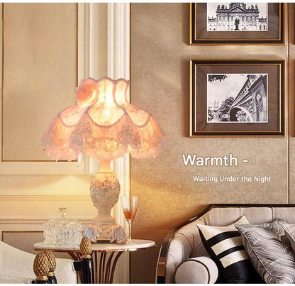 European lace rose bedside table lamp