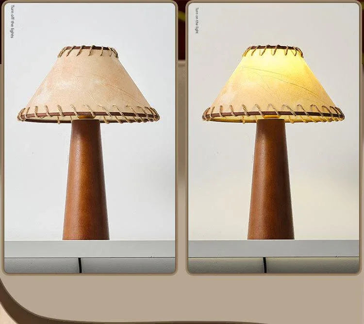 Wabi sabi wooden linen table lamp 40cm