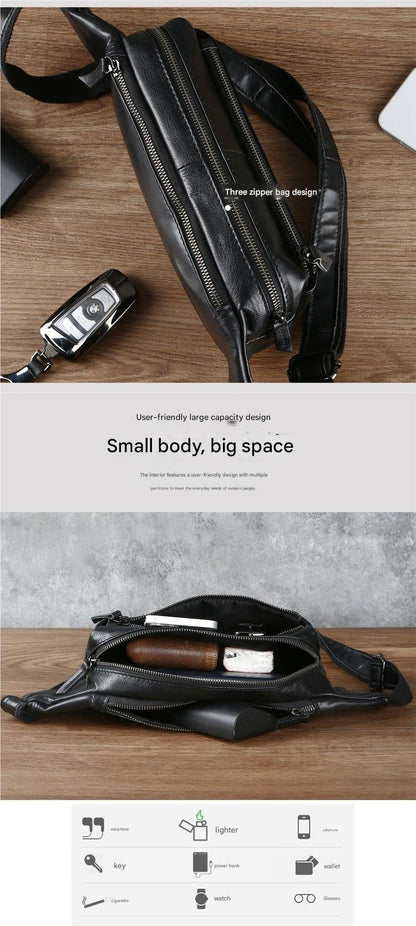 Men’s Top-Grain Leather Crossbody Waist Bag