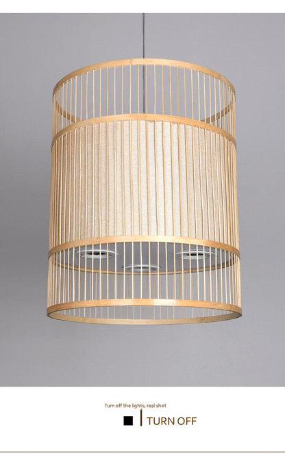 Modern bamboo weaving cylinder chandelier