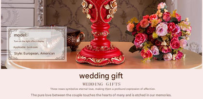 Red victorian wedding table lamp with beads