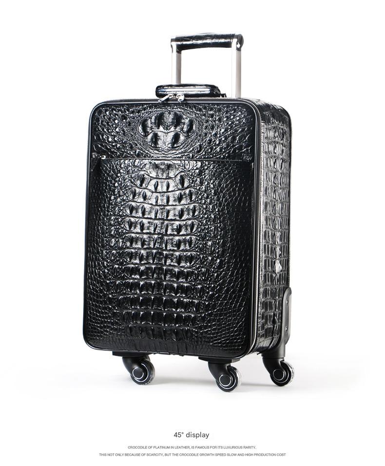 Crocodile Leather Trolley Suitcase for Business & Travel