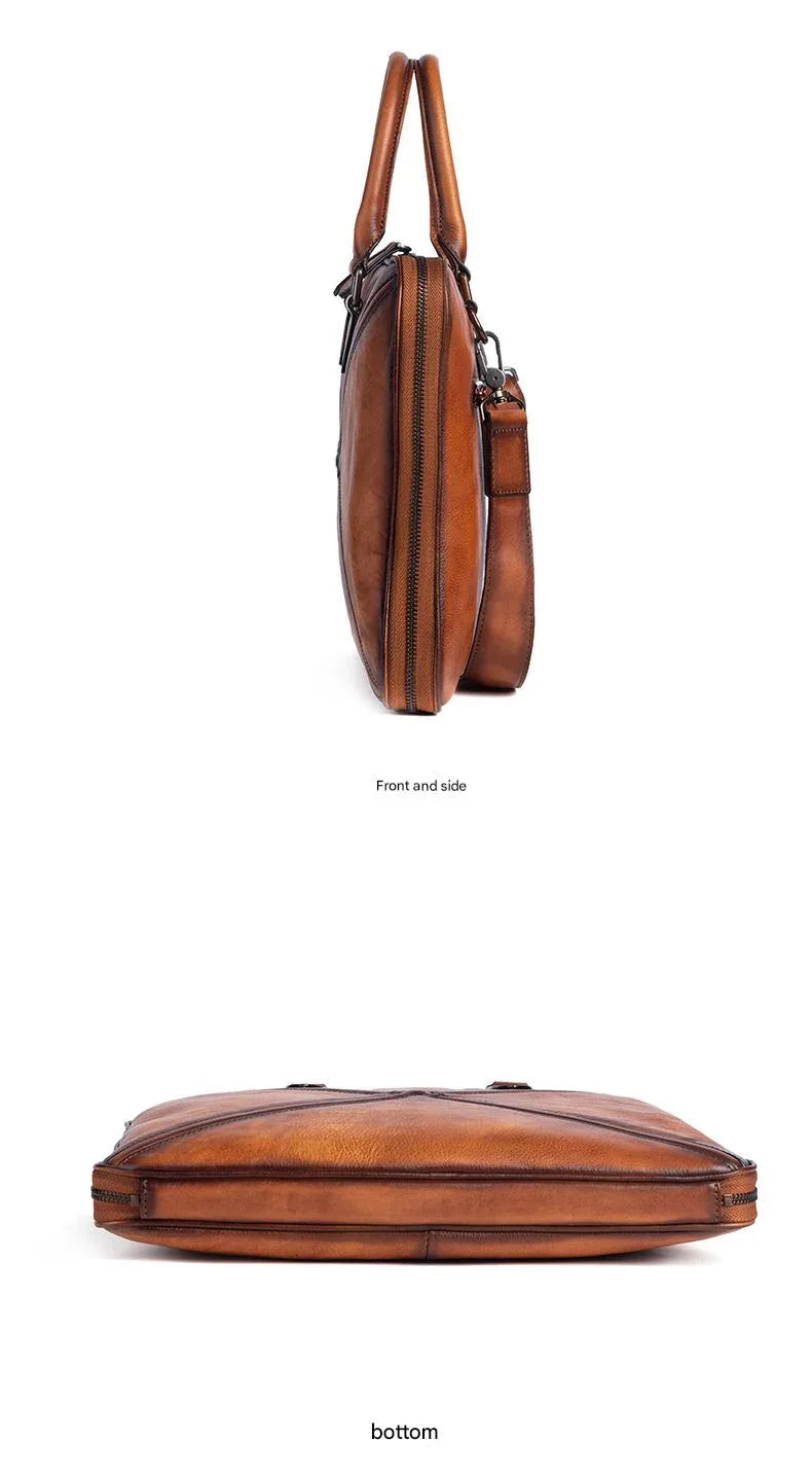 Vintage leather messenger bag for men office travel