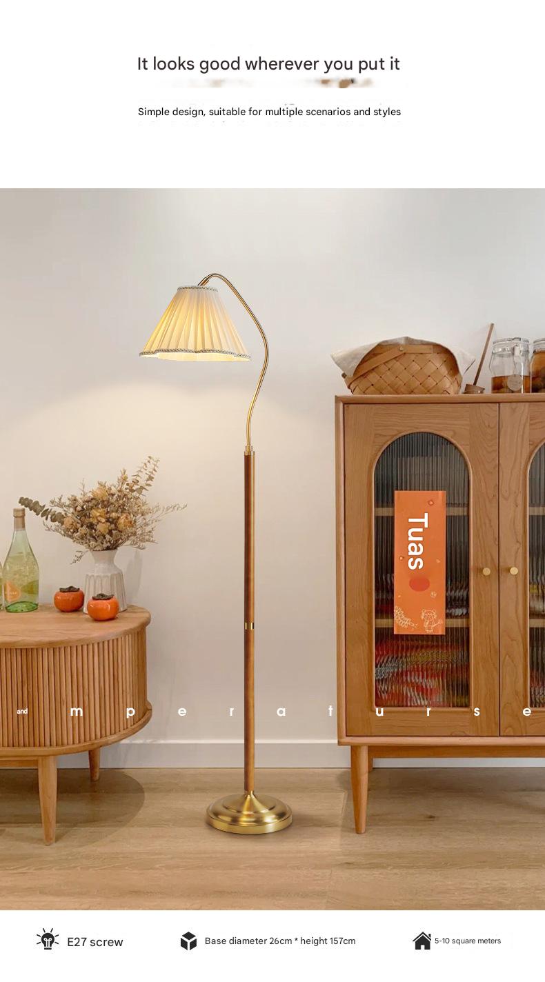 Japanese vintage arc floor lamp with fabric shade