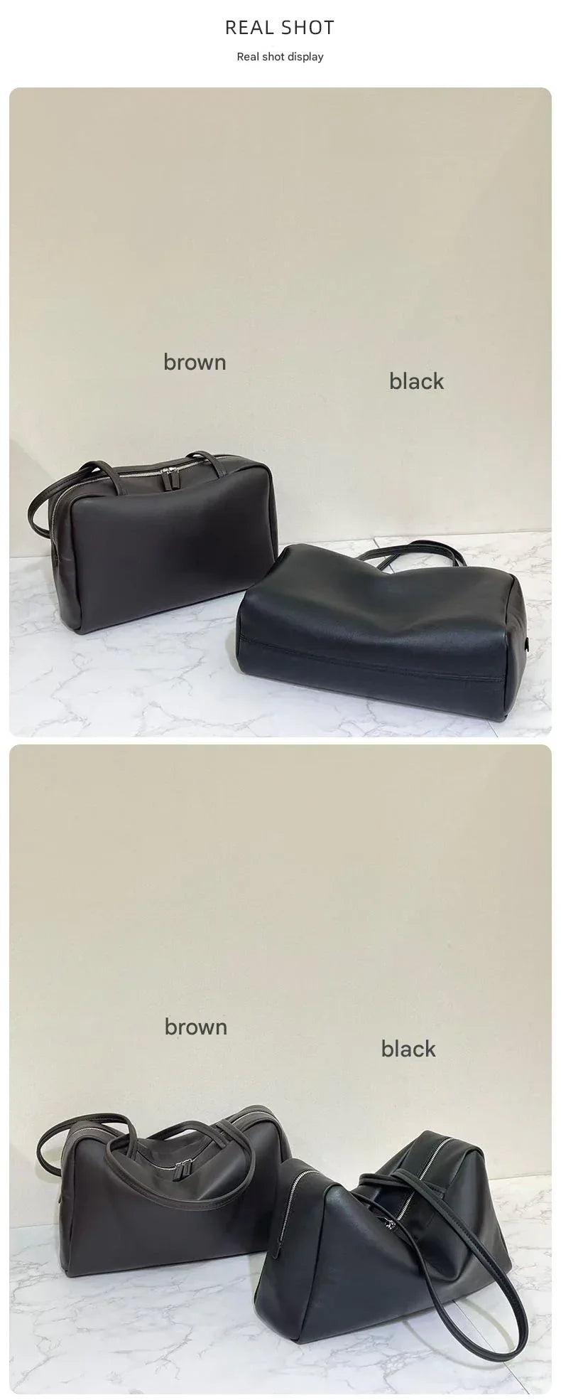 Women’s Genuine Leather Boston Bowling Shoulder Bag