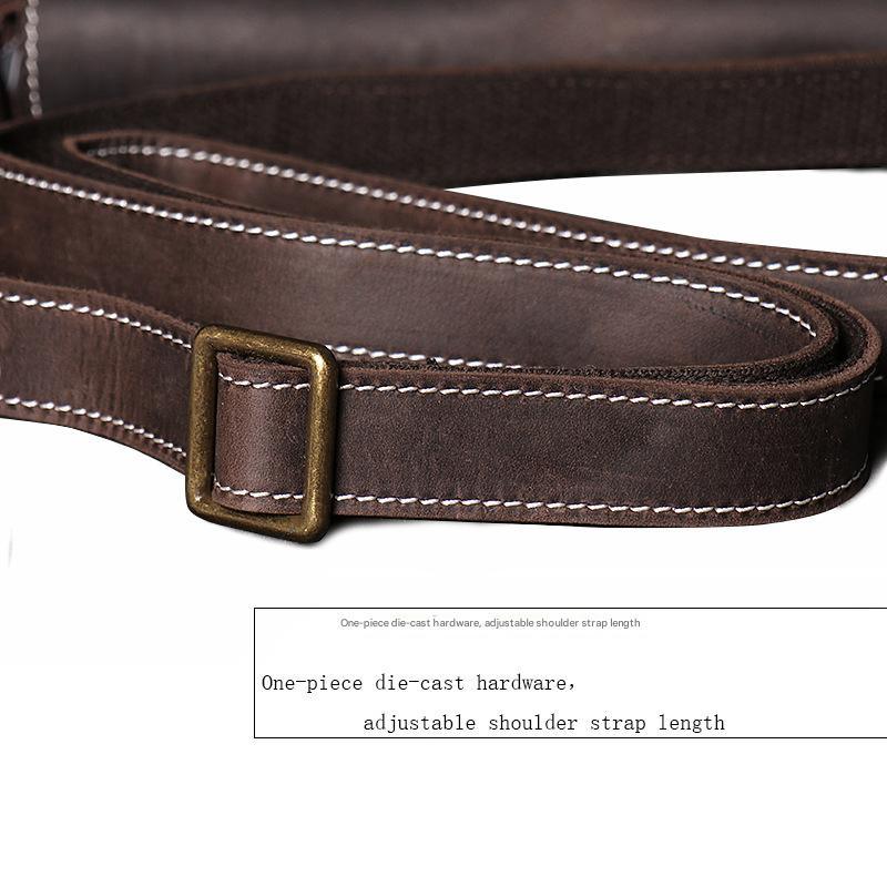 Retro crazy horse leather crossbody shoulder bag