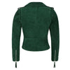 women green suede biker jacket
