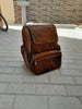 brown cowhide backpack genuine leather travel bag