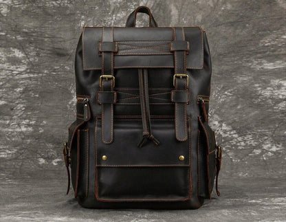 Vintage Dark Brown Leather Backpack