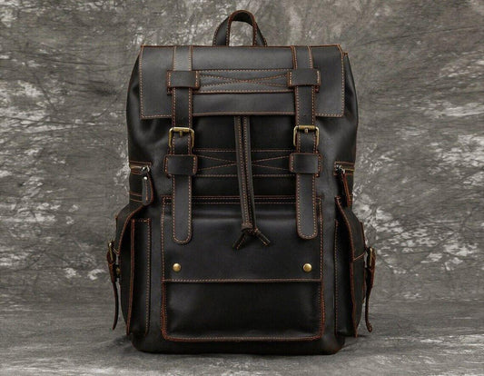 Vintage Dark Brown Leather Backpack