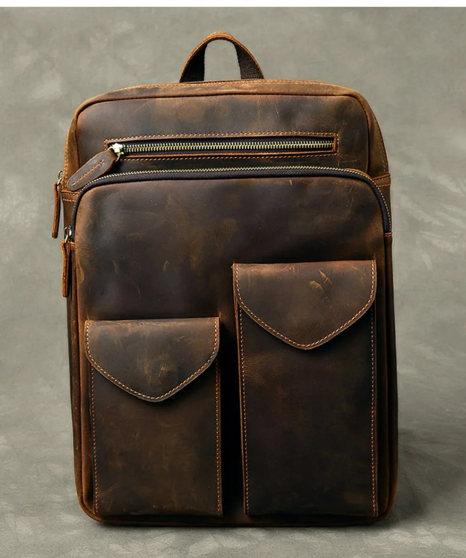 Dark Brown Crazy Horse Leather Backpack