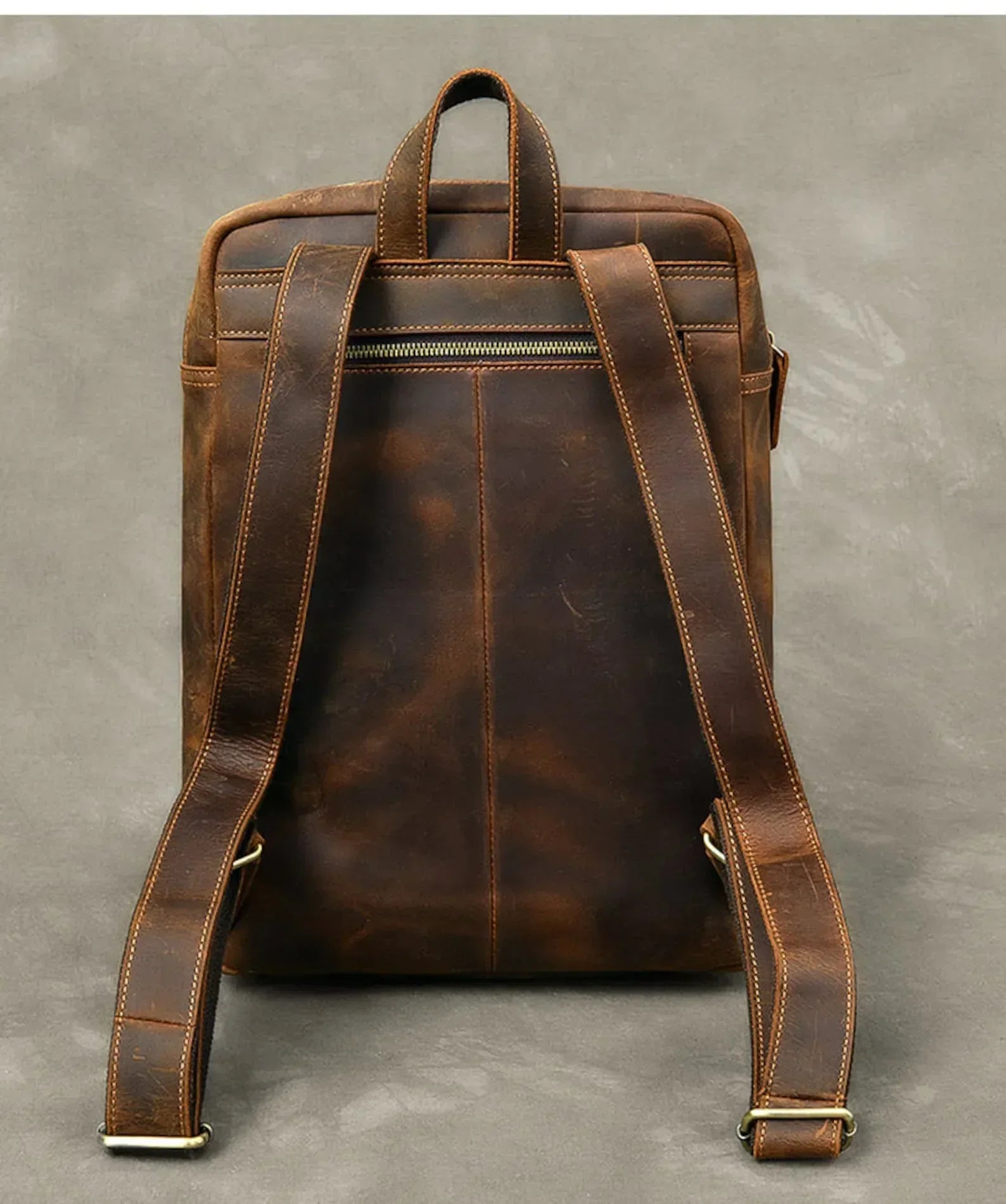 Dark Brown Crazy Horse Leather Backpack