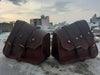 Dark Brown Leather Motorcycle Saddlebags Real Leather Biker Bags