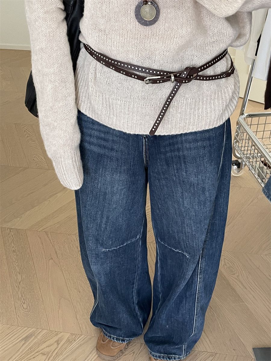 Double Layer Studded Belt for Women with Rivets