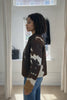 Women tricolor cow print hair on jacket