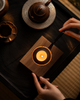 Black Wrought Iron Tea Light Candle Holder with Wooden Base