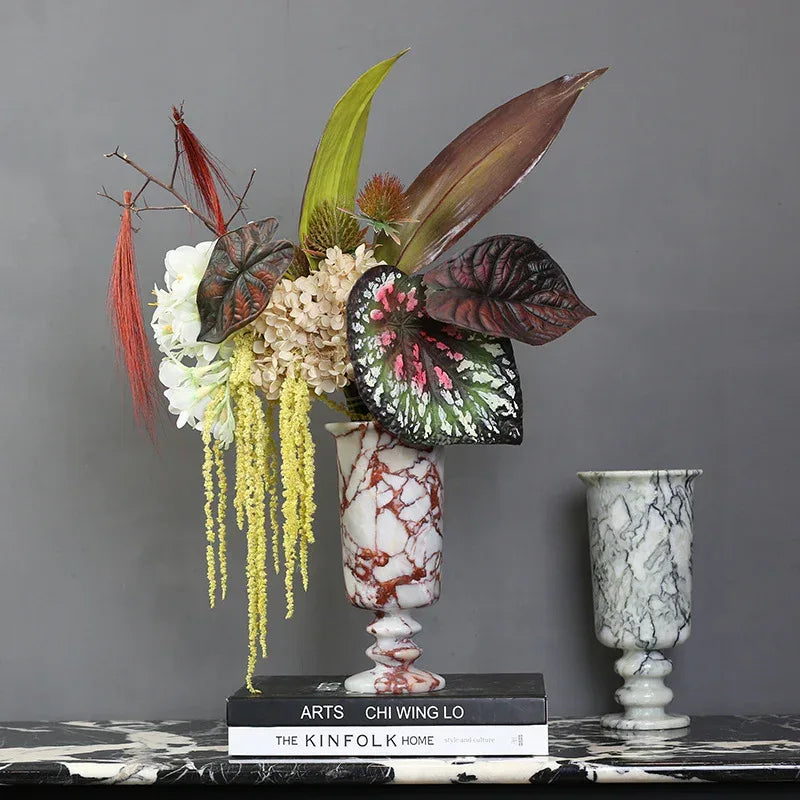 Real Marble Flower Vase for Living Room, Office & Hotel