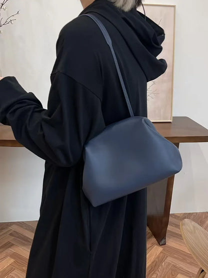 Premium Sheepskin Leather Underarm Cloud Bag Deep Blue