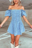 Denim mini dress puff sleeve slim fit summer style