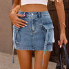 Denim Low Rise Mini Skirt Womens Jean Short Skirt