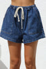 Women’s Denim Two Piece Short Sleeve Shirt and Shorts Set