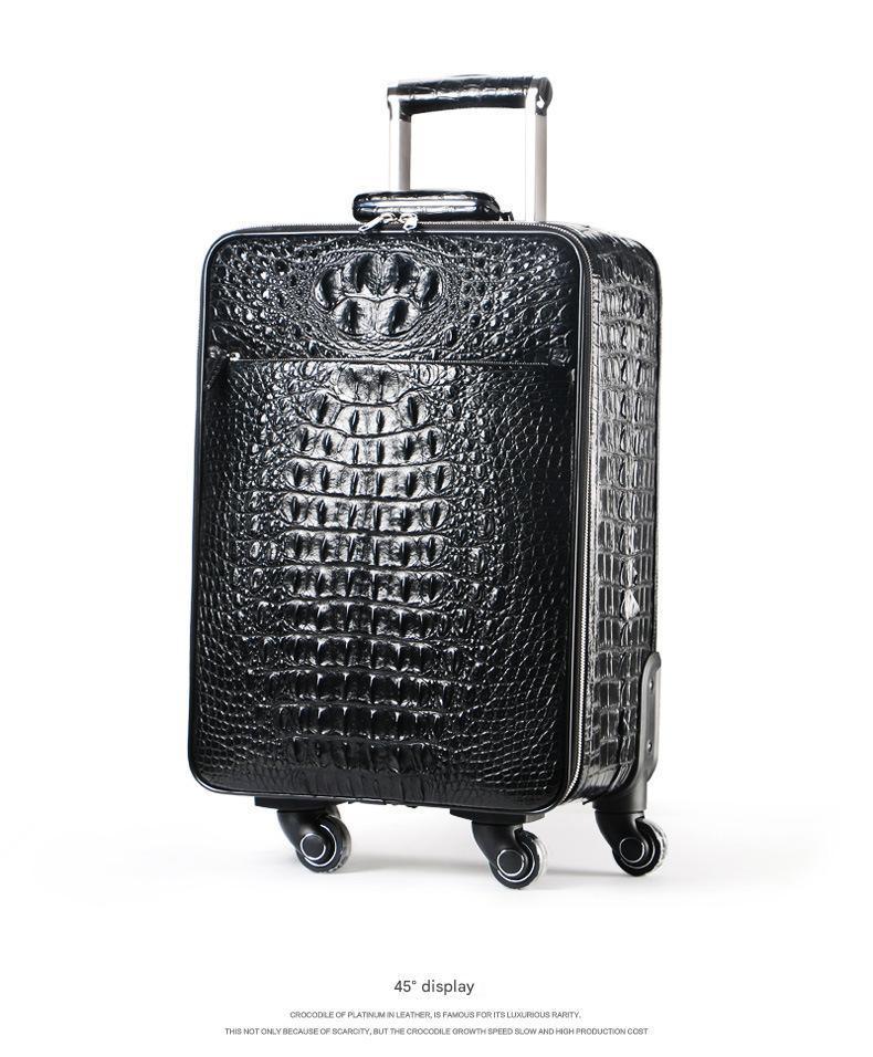 Crocodile Leather Trolley Suitcase for Business & Travel