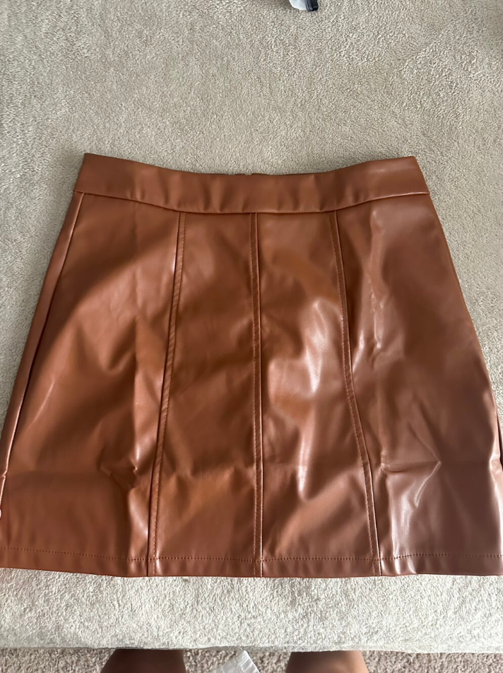 Women's Genuine Leather A-Line Mini Skirt