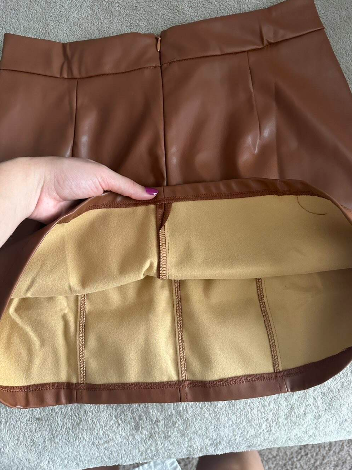 Women's Genuine Leather A-Line Mini Skirt