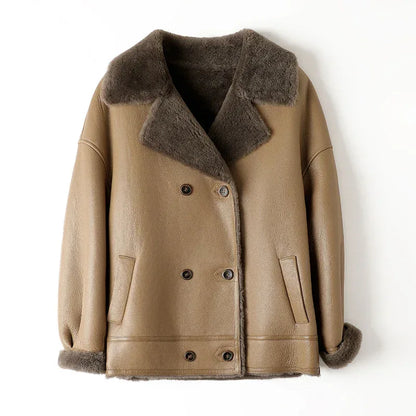 Women Leather Jacket with Merino Wool Interior 2 S