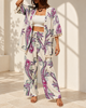 Women's Paisley Two Piece Set with Wide Leg Pants