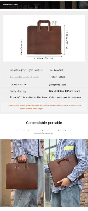 Leather Organizer 13.3-Inch Business Portfolio Case