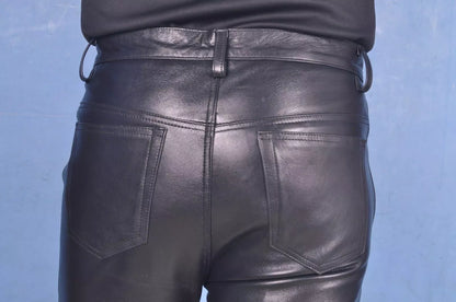 Men's Genuine Leather Motorcycle Pants Trouser