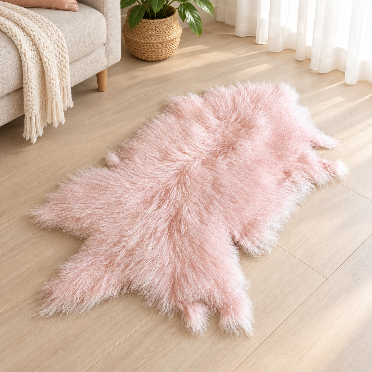 Genuine Curly Sheepskin Rug with Long Wool for Home Decor 1