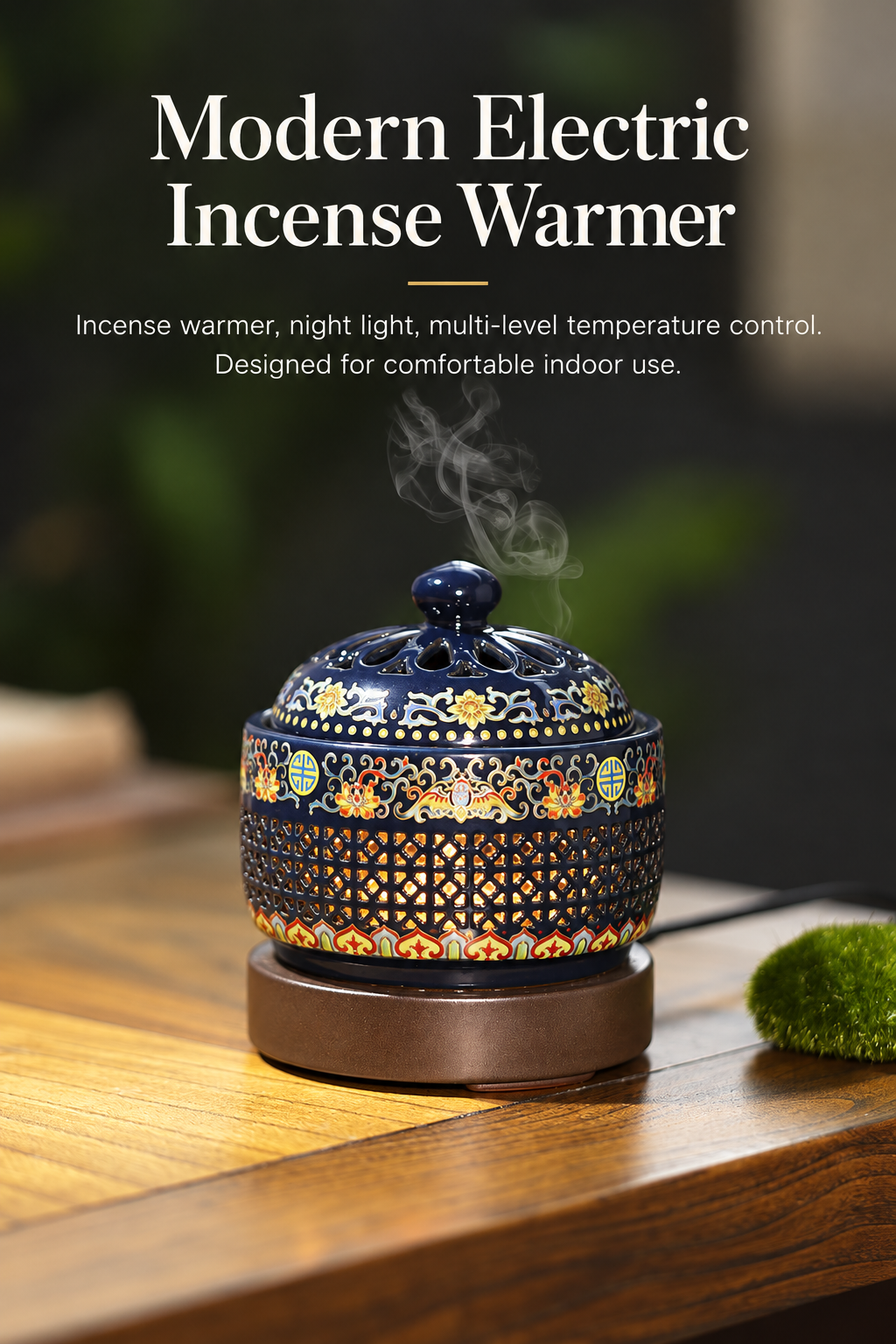 Ceramic Incense Burner with Adjustable Temperature Timer Control