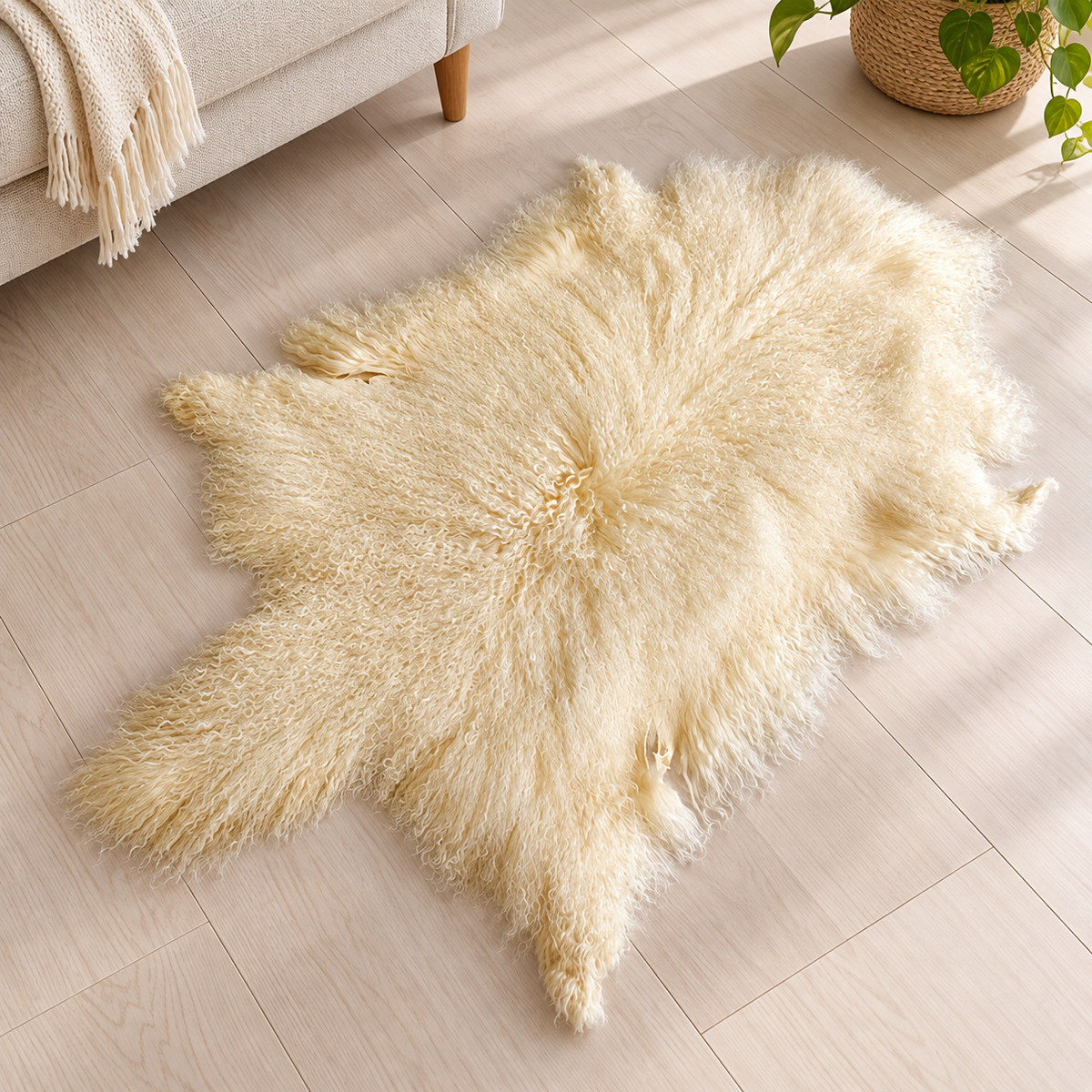 Genuine Curly Sheepskin Rug with Long Wool for Home Decor 4