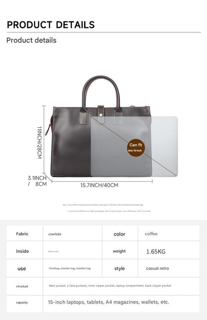 Men’s Genuine Leather Business Shoulder Handbag
