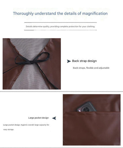 faux leather apron waterproof kitchen work wear