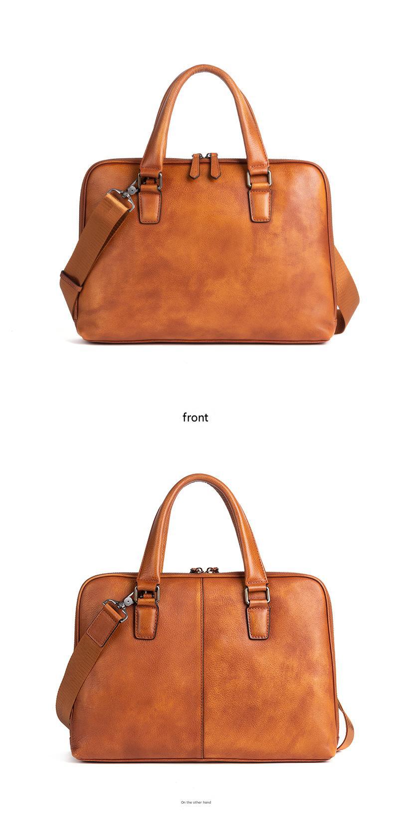 Leather messenger bag for men office travel