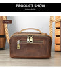 Women Leather Makeup Bag Crazy Horse Leather Toiletry Case