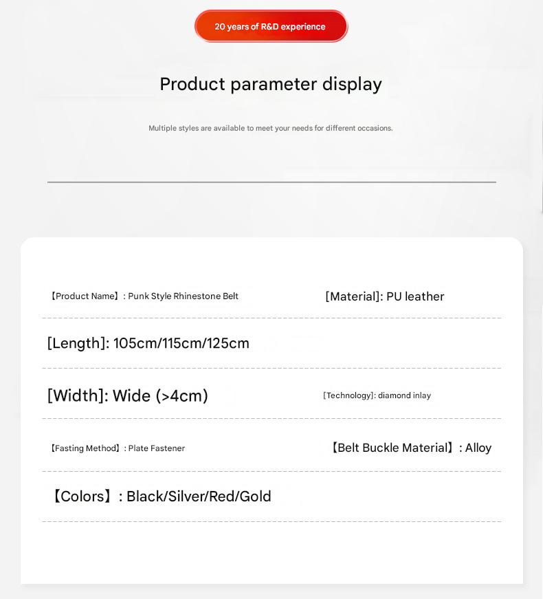 American retro punk rhinestone western belt